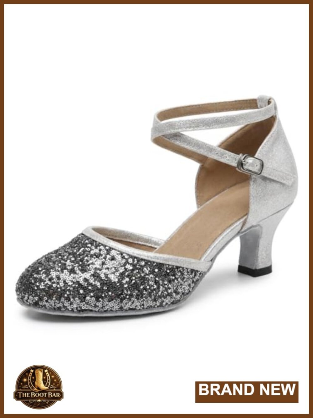Women's Sequin Latin Dance Shoes Suede Sole Low Heel